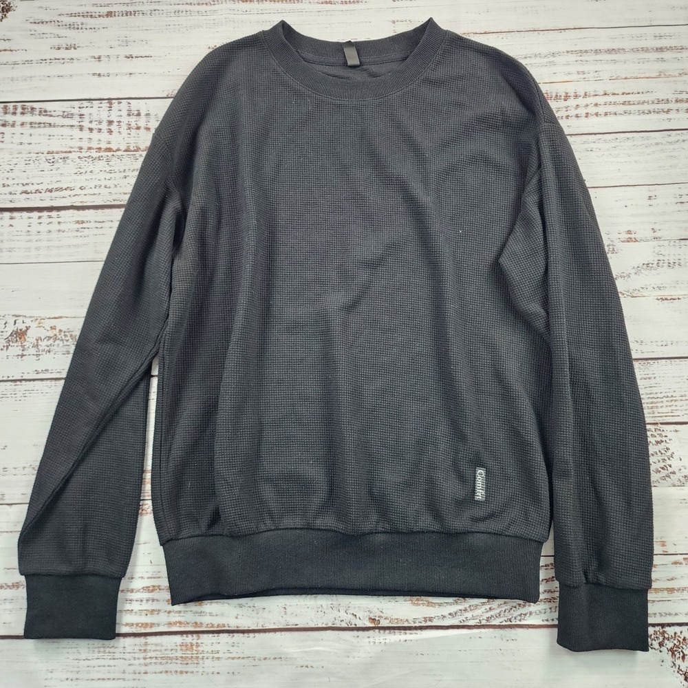 Comfrt Waffle Lounge Long Sleeve Unisex M Black Oversized Crewneck Pullover